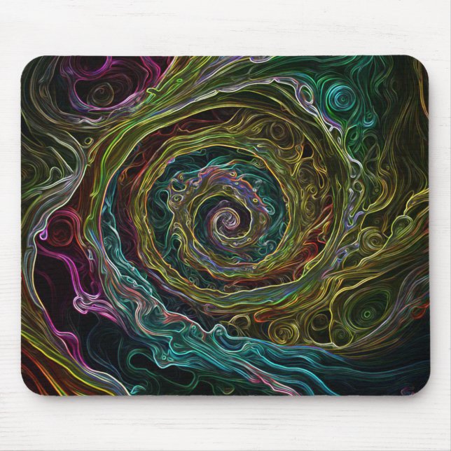 Farbenfrohe moderne Abstrakte Spirale Mousepad (Vorne)