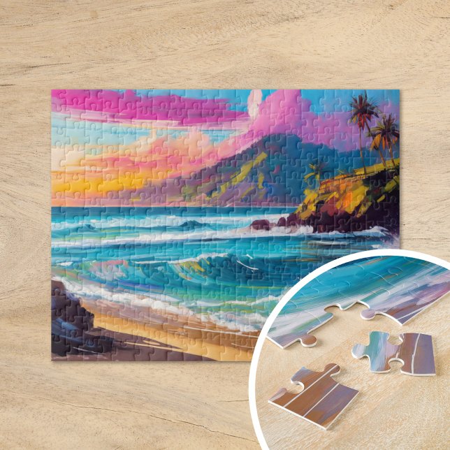 Farbenfrohe moderne Abstrakte Strandlandschaft Puzzle (Von Creator hochgeladen)