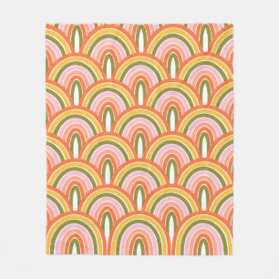 Farbenfrohe moderne ästhetische Boho-Regenbogenmus Fleecedecke