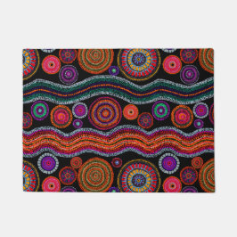 Farbenfrohe moderne australische Dot Art Tribal Mu Fußmatte