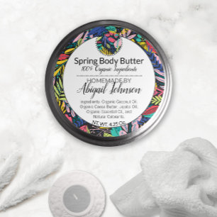 Farbenfrohe moderne Blätter Body Butter / Scrub La Runder Aufkleber