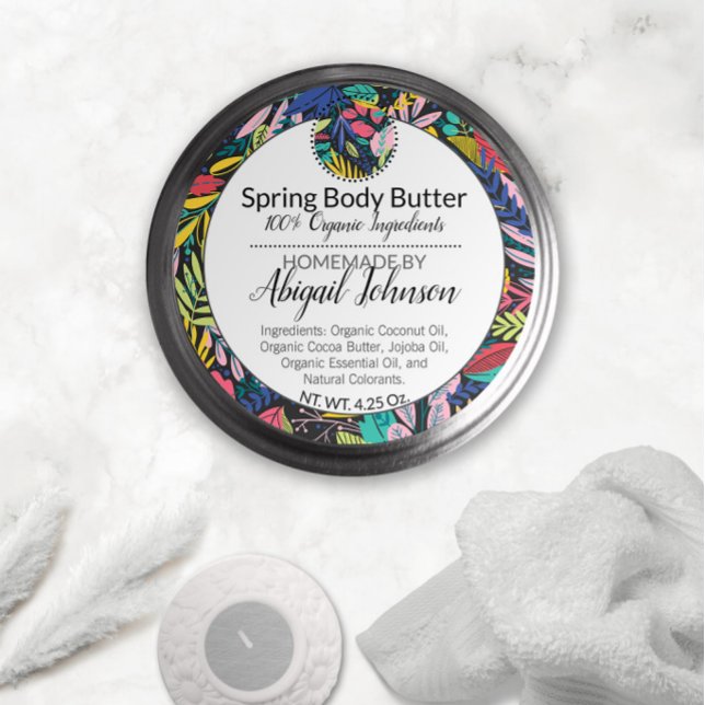 Farbenfrohe moderne Blätter Body Butter / Scrub La Runder Aufkleber (Von Creator hochgeladen)
