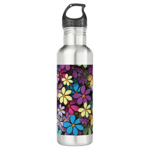 Farbenfrohe moderne Blume Edelstahlflasche