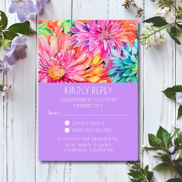 Farbenfrohe, moderne Blumenküche RSVP Karte