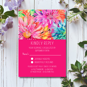 Farbenfrohe, moderne Blumenküche RSVP Karte