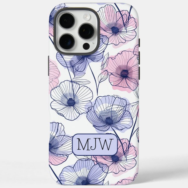 Farbenfrohe moderne botanische Mit Monogramm iPhon Case-Mate iPhone Hülle (Rückseite)