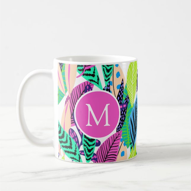 Farbenfrohe moderne botanische Monographie Kaffeetasse (Links)