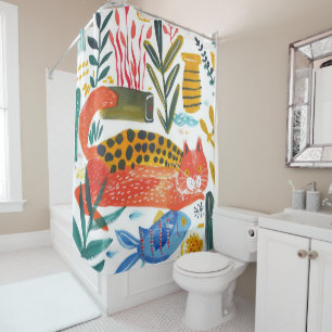 Farbenfrohe Moderne Cat Art Dusche Vorhang