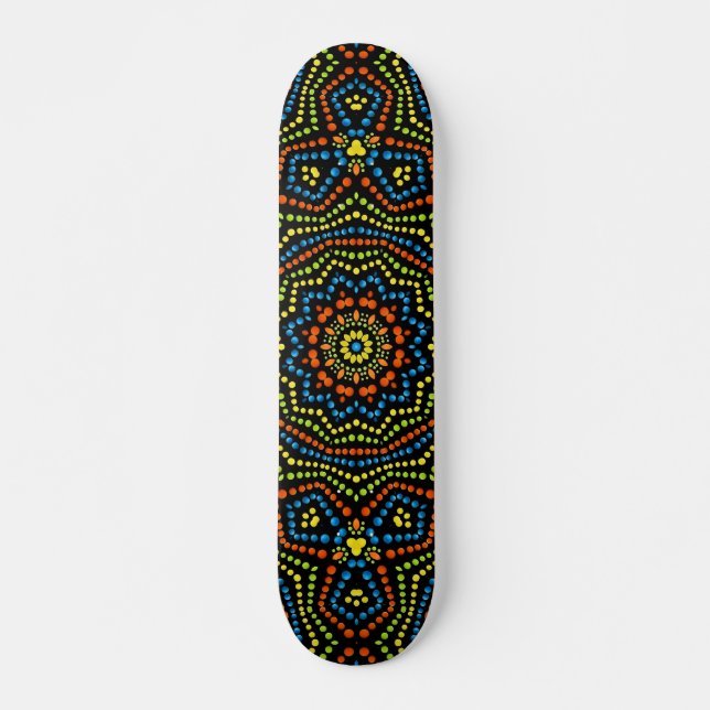 Farbenfrohe moderne Coole und trendige Dot Art Ska Skateboard (Vorne)
