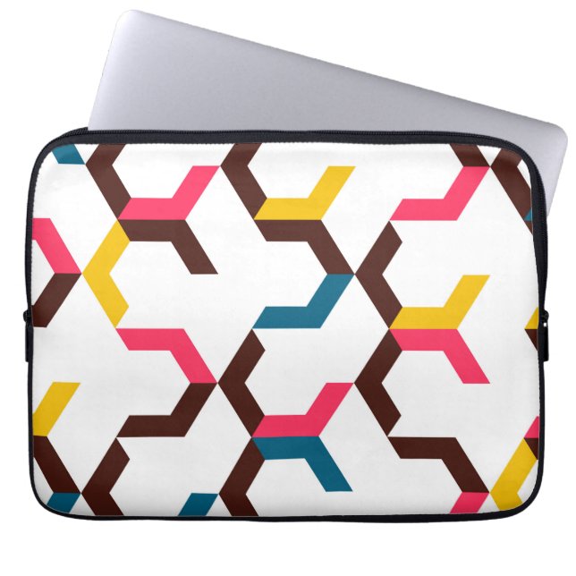 Farbenfrohe, moderne, coole Zickzack Formen Laptopschutzhülle (Vorderseite)