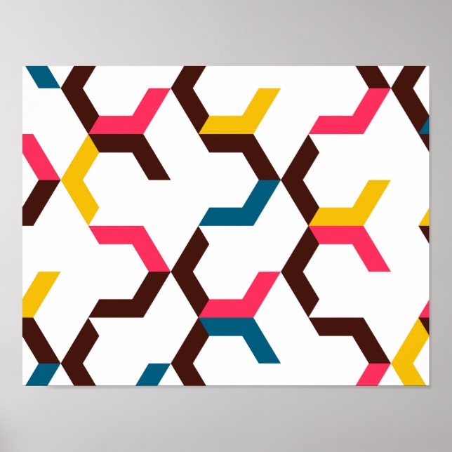 Farbenfrohe, moderne, coole Zickzack Formen Poster (Vorne)
