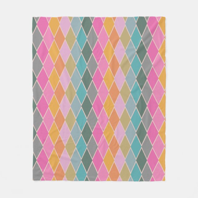 Farbenfrohe moderne Diamantformen Geometrisches Mu Fleecedecke (Vorderseite)