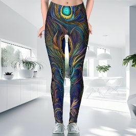 Farbenfrohe moderne Einrichtung Einzigartiges Pfau Leggings