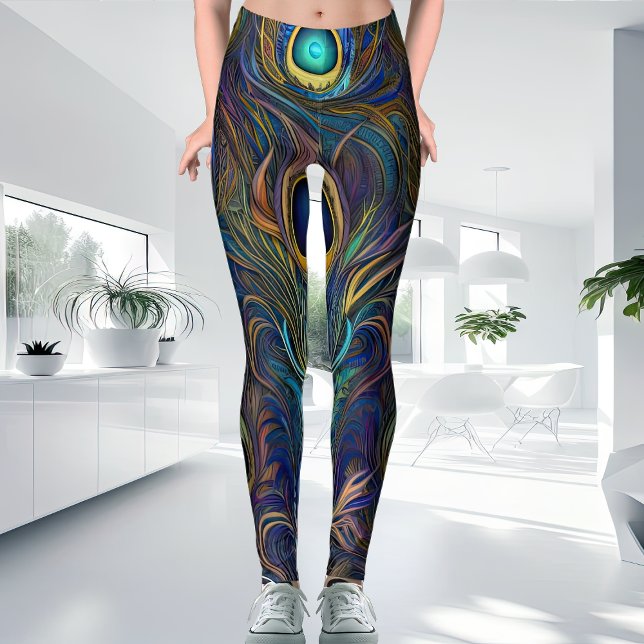 Farbenfrohe moderne Einrichtung Einzigartiges Pfau Leggings (Von Creator hochgeladen)