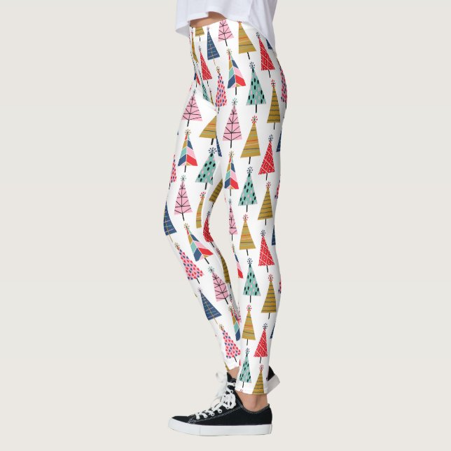 Farbenfrohe moderne Ferienbaummuster Leggings (Links)