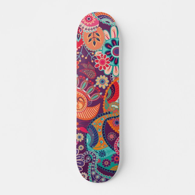 Farbenfrohe Moderne florale Girl-Muster Trendsette Skateboard (Vorne)