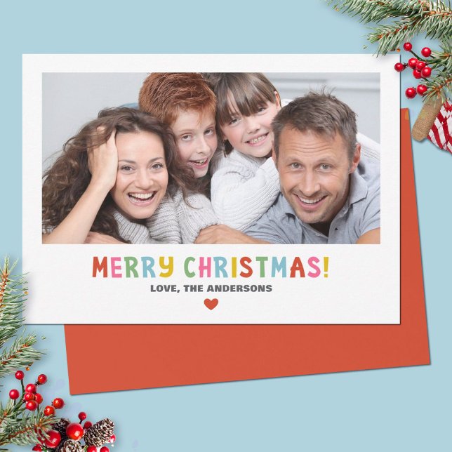Farbenfrohe, moderne Foto Weihnachten (A bright colorful Merry Christmas photo card. Personalize it with your photo and name.)