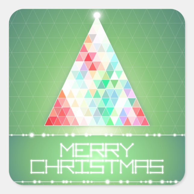 Farbenfrohe moderne frohe Weihnachten Quadratischer Aufkleber (Vorderseite)