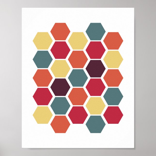Farbenfrohe moderne geometrische Hexagon-Honeycomb Poster (Vorne)