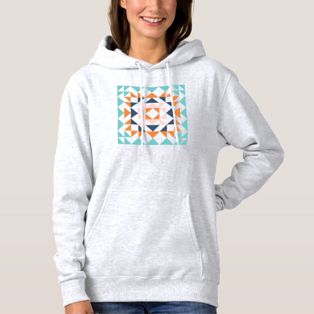 Farbenfrohe moderne, gequilte Blockgeometrie Hoodie (Vorderseite)