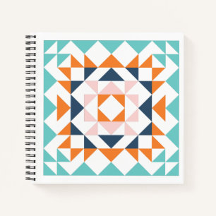 Farbenfrohe moderne, gequilte Blockgeometrie Notizbuch
