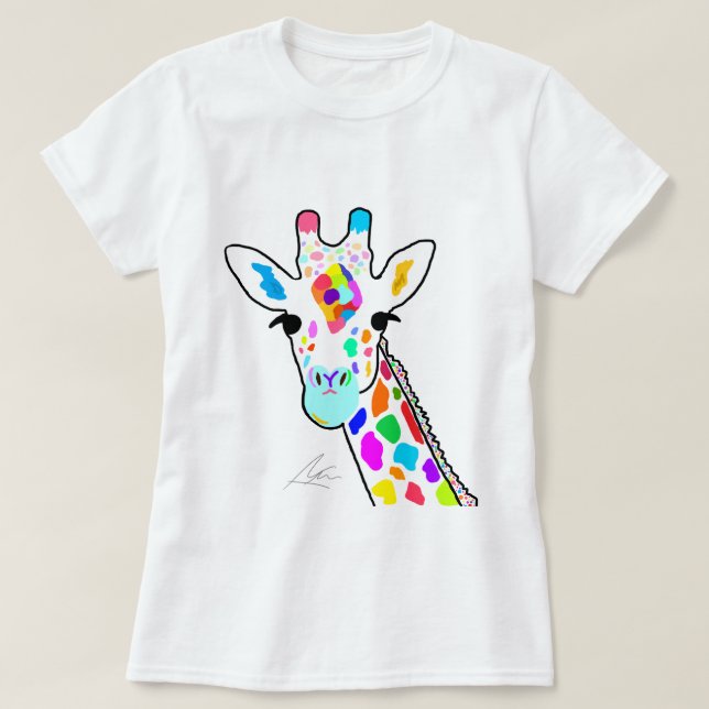 Farbenfrohe Moderne Giraffe Kunst T-Shirt (Design vorne)