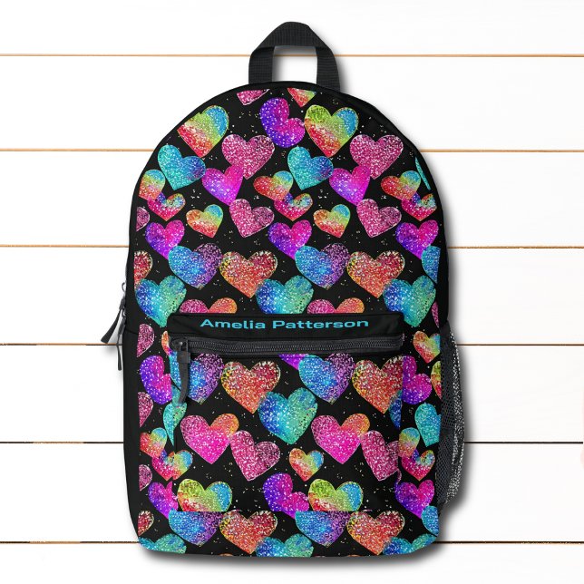 Farbenfrohe Moderne Girly Glitzer Personalisiert h Bedruckter Rucksack (Von Creator hochgeladen)