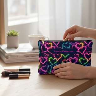 Farbenfrohe Moderne Girly Neon Liebe Personalisier Zubehörtasche
