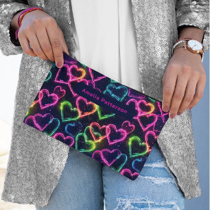 Farbenfrohe Moderne Girly Neon Liebe Personalisier Zubehörtasche