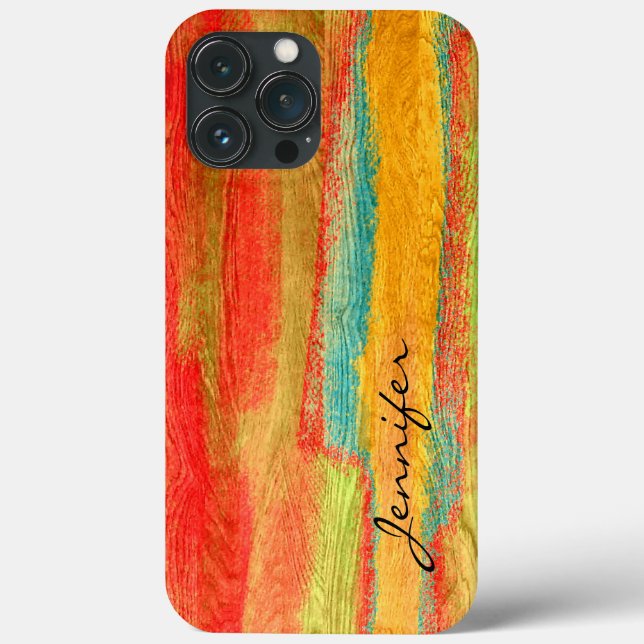 Farbenfrohe, moderne Holzkörnerkleidung Case-Mate iPhone Hülle (Rückseite)