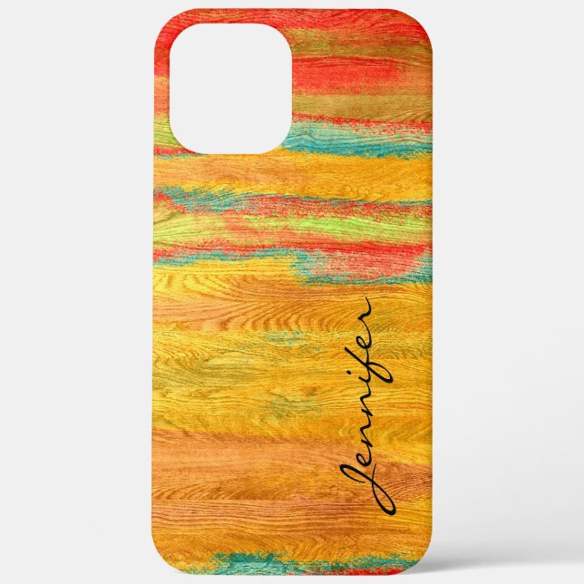 Farbenfrohe, moderne Holzkörnerkleidung Case-Mate iPhone Hülle (Rückseite)