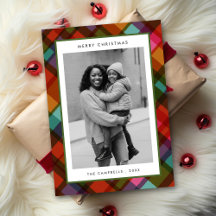 Farbenfrohe, moderne Karierte Foto Weihnachten