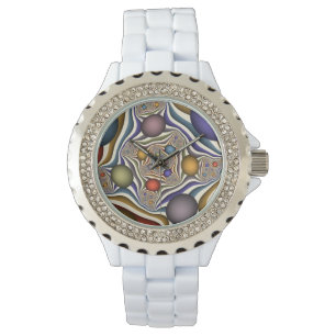 Farbenfrohe moderne Kunst des Abstrakten Fraktals Armbanduhr