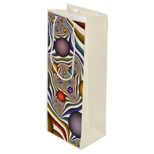 Farbenfrohe moderne Kunst des Abstrakten Fraktals Geschenktüte Für Weinflaschen