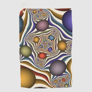 Farbenfrohe moderne Kunst des Abstrakten Fraktals Golfhandtuch