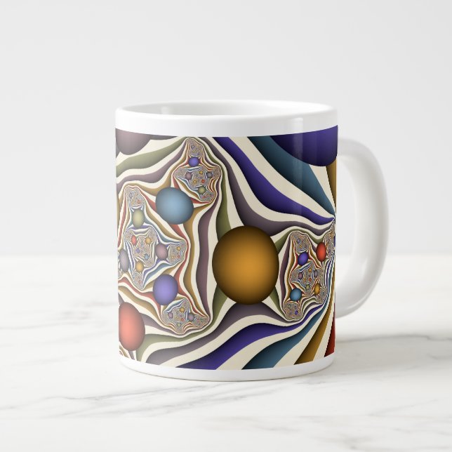 Farbenfrohe moderne Kunst des Abstrakten Fraktals Jumbo-Tasse (Vorderseite Rechts)