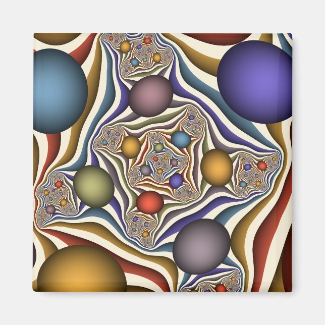 Farbenfrohe moderne Kunst des Abstrakten Fraktals Magnet (Vorne)
