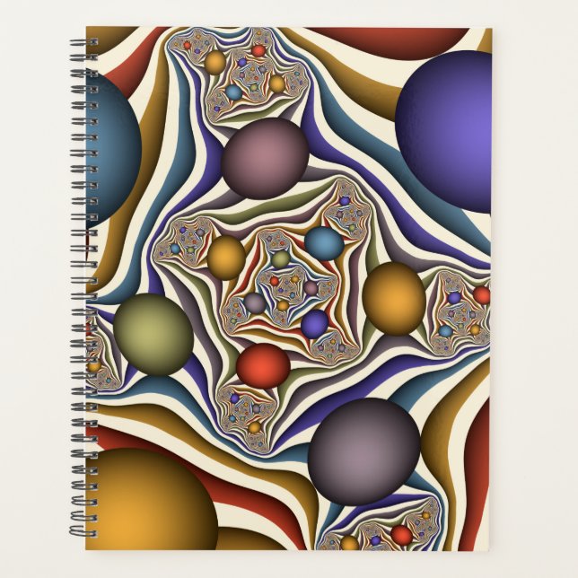 Farbenfrohe moderne Kunst des Abstrakten Fraktals Planer (Vorderseite)