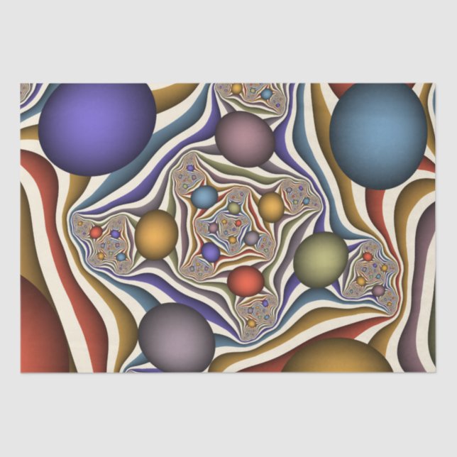 Farbenfrohe moderne Kunst des Abstrakten Fraktals Seidenpapier (Vorderseite)