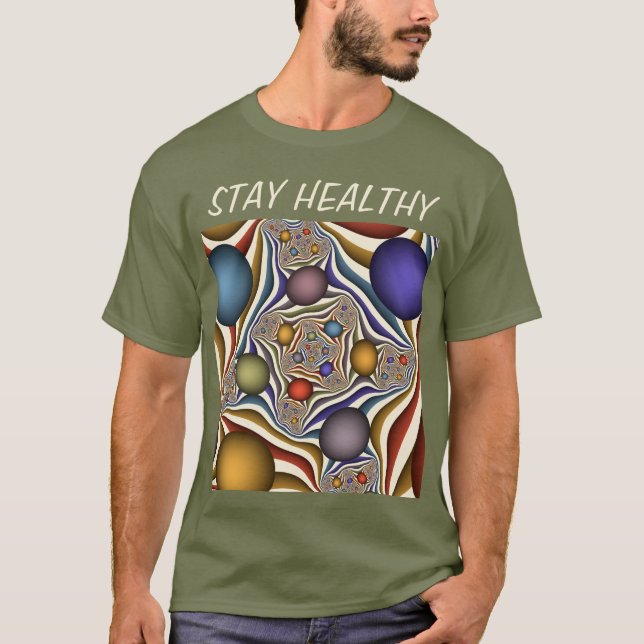 Farbenfrohe moderne Kunst des Abstrakten Fraktals T-Shirt (Vorderseite)