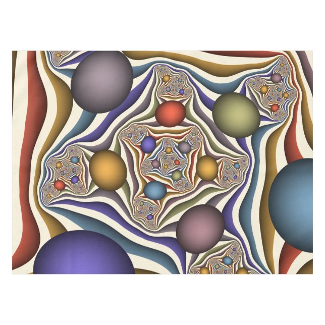 Farbenfrohe moderne Kunst des Abstrakten Fraktals Tischdecke (Vorderseite (Horizontal))