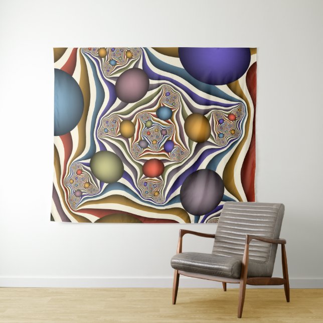 Farbenfrohe moderne Kunst des Abstrakten Fraktals Wandteppich (Beispiel (Horizontal))