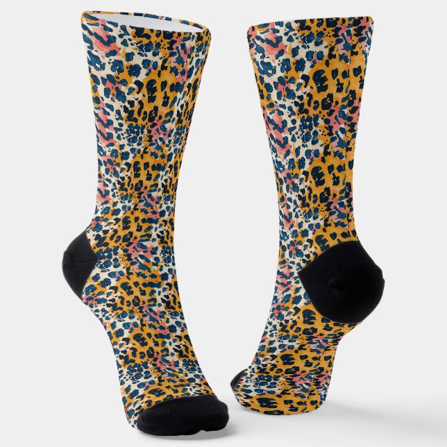 Farbenfrohe, moderne Leopardenmuster Socken (Gewinkelt)