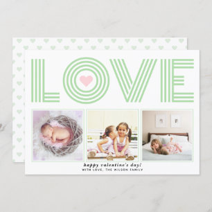 Farbenfrohe moderne LIEBE Valentinstag Herzstück F Feiertagskarte