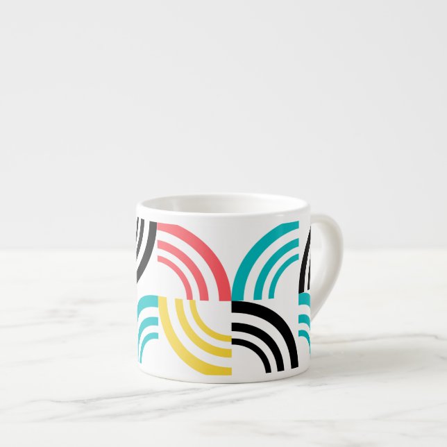 Farbenfrohe, moderne, lustige, fröhliche geometris espressotasse (Vorderseite Rechts)