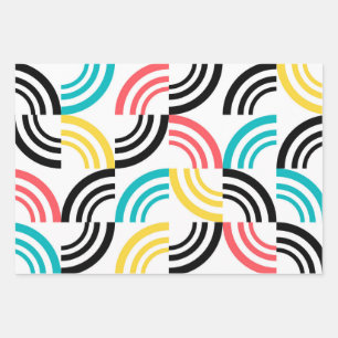 Farbenfrohe, moderne, lustige, fröhliche geometris geschenkpapier set