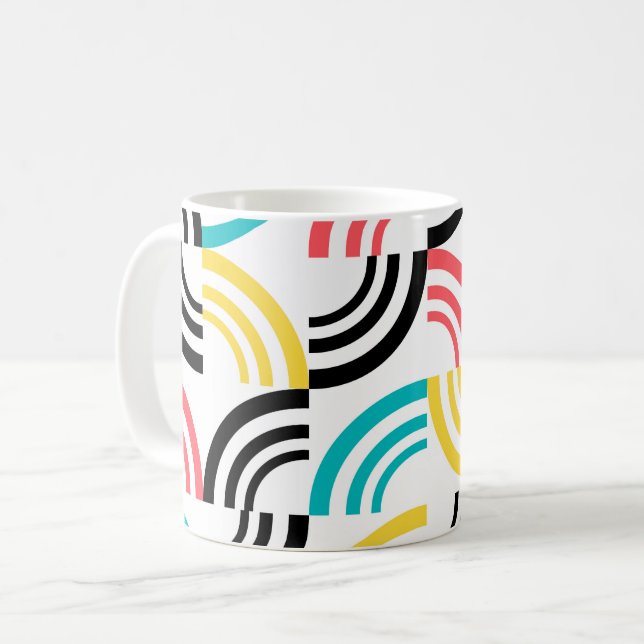 Farbenfrohe, moderne, lustige, fröhliche geometris kaffeetasse (Vorderseite Links)