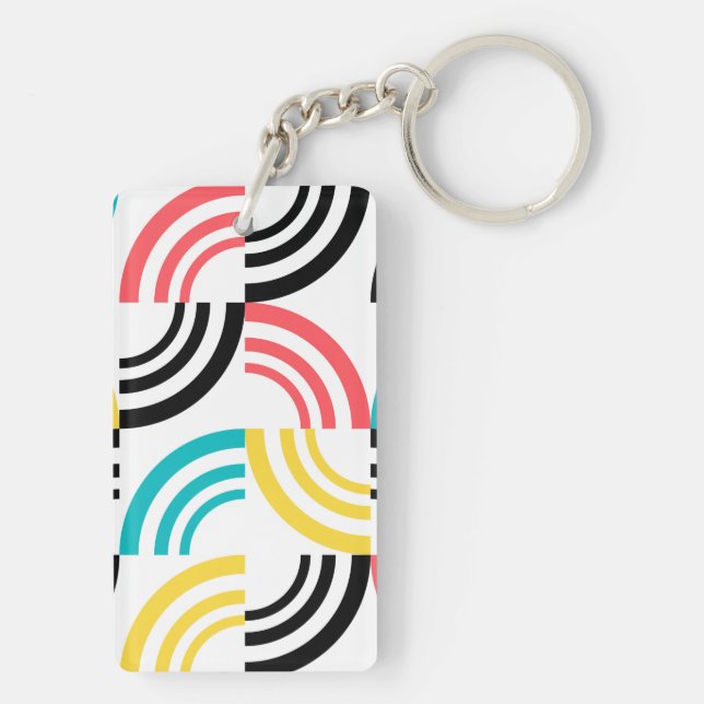 Farbenfrohe, moderne, lustige, fröhliche geometris schlüsselanhänger (Rückseite)