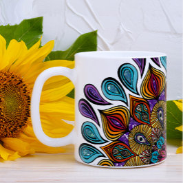 Farbenfrohe Moderne Mandala Trippy Psychedelic Hip Kaffeetasse
