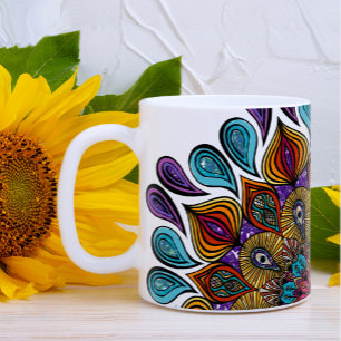 Farbenfrohe Moderne Mandala Trippy Psychedelic Hip Kaffeetasse